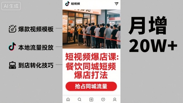 短视频爆店课，餐饮同城短视频爆店打法-精品虚拟资源库