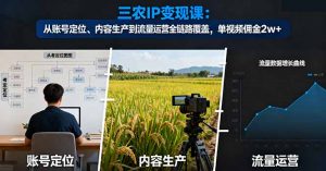 三农IP变现课：从账号定位、内容生产到流量运营全链路覆盖，单视频佣金2w+-精品虚拟资源库