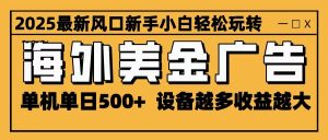 2025最新风口 海外美金广告 单机单日500+ 可无限放大 设备越多收益越大 轻松上手-精品虚拟资源库