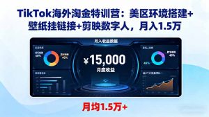 TikTok海外淘金特训营：美区环境搭建+壁纸挂链接+剪映数字人，月入1.5万-精品虚拟资源库