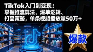 TikTok入门到变现：掌握推流算法、爆单逻辑、打品策略，单条视频播放量50w-精品虚拟资源库