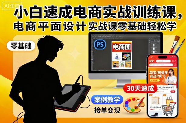 小白速成电商实战训练课,电商平面设计实战课零基础轻松学-精品虚拟资源库
