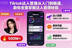 Tiktok达人管理从入门到精通,助你全面掌握达人管理秘籍-精品虚拟资源库
