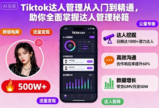 Tiktok达人管理从入门到精通,助你全面掌握达人管理秘籍-精品虚拟资源库