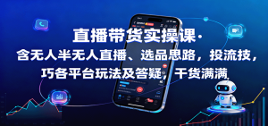 直播带货实操课：含无人半无人直播、选品思路，投流技巧，各平台玩法及答疑，干货满满-精品虚拟资源库