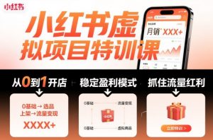 小红书虚拟项目特训课，帮你从0到1打造稳定盈利的店铺，抓住流量红利(更新9月)-精品虚拟资源库