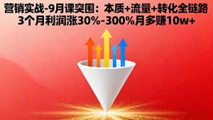 营销实战-9月突围课:本质+流量+转化全链路 3个月利润涨30%-300%月多赚10w+-精品虚拟资源库