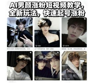 AI男颜涨粉短视频教学,全新玩法,快速起号涨粉-精品虚拟资源库