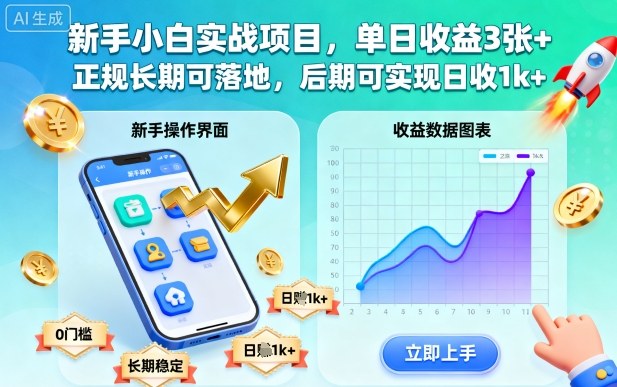 新手小白实战项目,单日收益3张+,正规长期可落地,后期可实现日收1k+【揭秘】-精品虚拟资源库