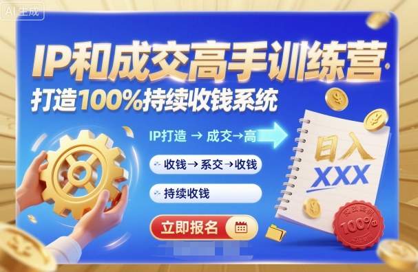 带你成为IP和成交高手的训练营，打造100%持续收钱系统-精品虚拟资源库