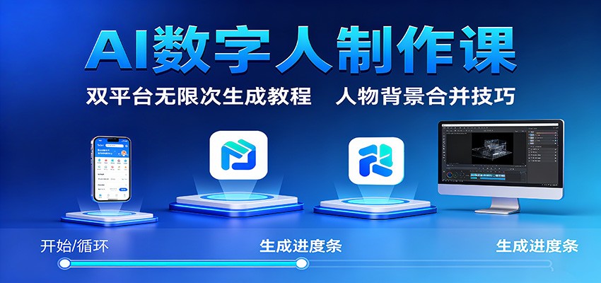 AI数字人制作课:双平台无限次生成教程,人物背景合并技巧-精品虚拟资源库