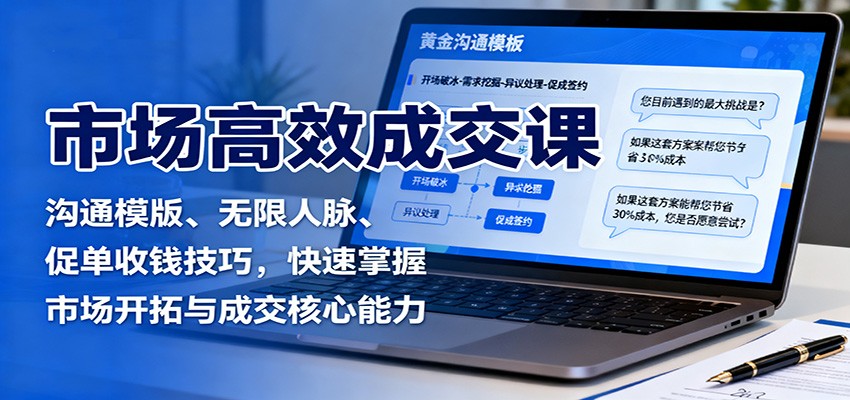 市场高效成交课：沟通模版、无限人脉、促单收钱技巧，快速掌握市场开拓与成交核心能力-精品虚拟资源库