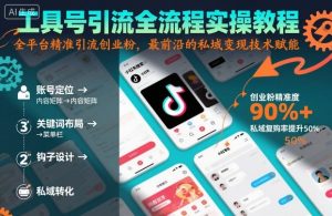 工具号引流全流程保姆级实操教程，全平台精准引流创业粉，最前沿的私域变现技术赋能-精品虚拟资源库