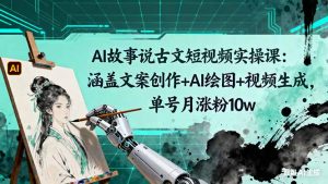 AI故事说古文短视频实操课：涵盖文案创作+AI绘图+视频生成，单号月涨粉10w-精品虚拟资源库
