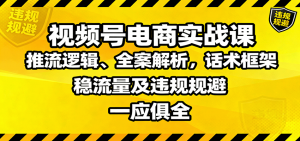 视频号电商实战课：推流逻辑、全案解析，话术框架，稳流量及违规规避等-精品虚拟资源库