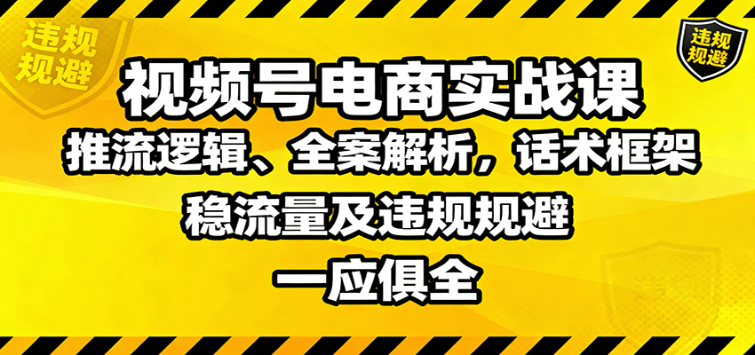 视频号电商实战课：推流逻辑、全案解析，话术框架，稳流量及违规规避等-精品虚拟资源库