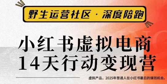 小红书虚拟电商14天变现训练营3.0，​虚拟产品，2025年普通人在小红书最后的搞钱机会-精品虚拟资源库