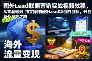国外Lead联盟营销实战视频教程，从零基础到独立操作国外Lead项目的目标，开启海外淘金之路-精品虚拟资源库