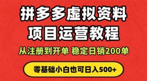拼多多开店运营课程： 蓝海变现玩法，轻松实现睡后收入 零基础小白也可...-精品虚拟资源库