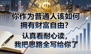 付费文章：你作为普通人该如何拥有财富自由？认真看耐心读，我把思路全写给你了-精品虚拟资源库