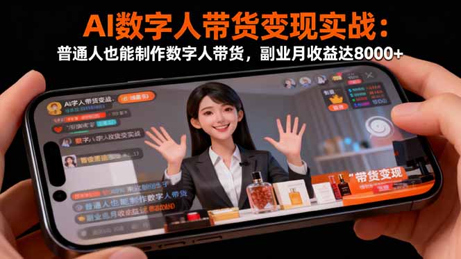 AI数字人带货变现实战:普通人也能制作数字人带货,副业月收益达8000+-精品虚拟资源库