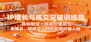 IP增长与成交突破训练营：目标制定+找高价值定位，做爆品、搞成交，轻松引高价值人脉-精品虚拟资源库