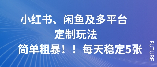 小红书、闲鱼及多平台定制玩法简单粗暴！每天稳定5张-精品虚拟资源库