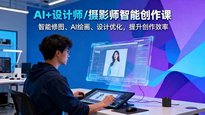 AI+设计师/摄影师智能创作课：智能修图、AI绘画、设计优化，提升创作效率-精品虚拟资源库