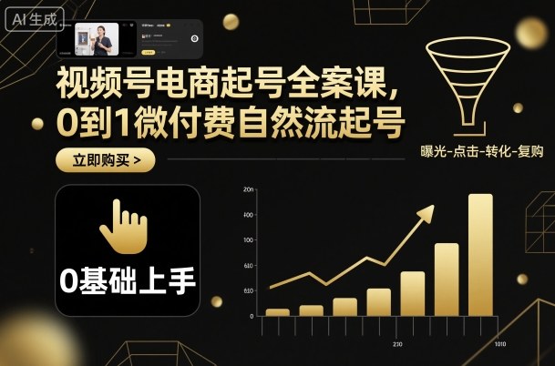 视频号电商起号全案课，0到1微付费自然流起号-精品虚拟资源库