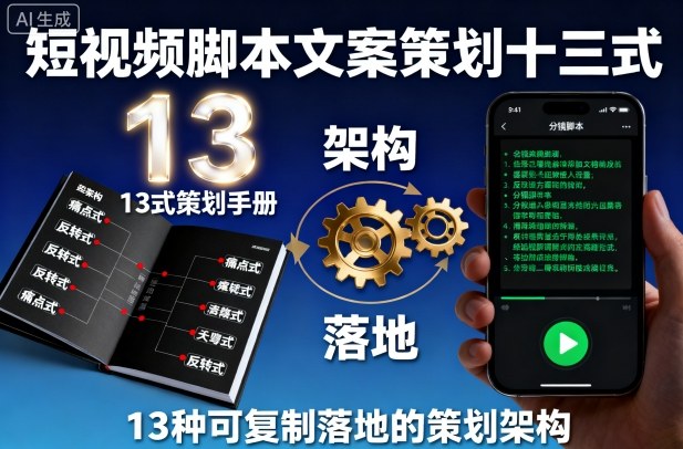 短视频脚本文案策划十三式，13种可复制落地的策划架构-精品虚拟资源库
