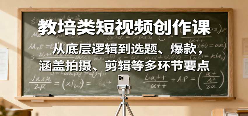 教培类短视频创作课：从底层逻辑到选题、爆款，涵盖拍摄、剪辑等多环节要点-精品虚拟资源库