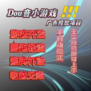 抖音小游戏广告推广项目,2025最新实测落地,单日收益300+-精品虚拟资源库