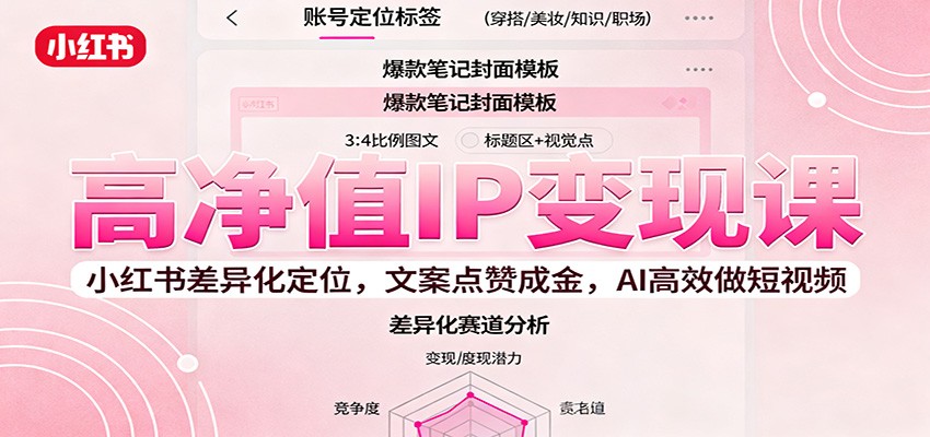 高净值IP变现课：小红书差异化定位，文案点赞成金， AI高效做短视频-精品虚拟资源库