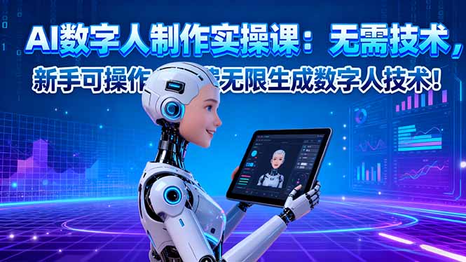 AI数字人制作实操课:无需技术,新手可操作,免费无限生成数字人技术!-精品虚拟资源库