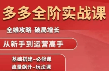 大炮·拼多多全阶实战课程(更新10月)-精品虚拟资源库
