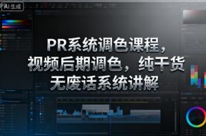 PR系统调色课程，视频后期调色，纯干货无废话系统讲解-精品虚拟资源库