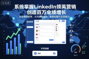 系统掌握LinkedIn领英营销,创造百万业绩增长,从思维到获客,从沟通到成交,系统化提升外贸能力-精品虚拟资源库