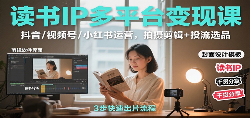 读书IP多平台变现课：抖音/视频号/小红书运营，拍摄剪辑+投流选品-精品虚拟资源库