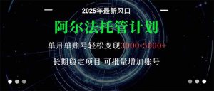 阿尔法托管计划 单账号月入3000-5000，长期稳定项目，新手小白轻松上手。-精品虚拟资源库