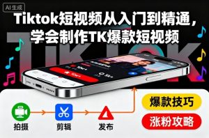 Tiktok短视频从入门到精通，学会制作TK爆款短视频-精品虚拟资源库