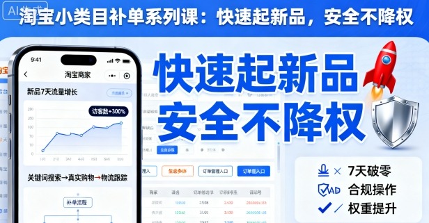 淘宝小类目补单系列课，快速起新品，安全不降权-精品虚拟资源库