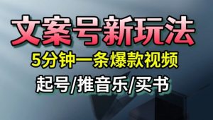 文案号新玩法，5分钟一条爆款视频，流量高，起号快，多方位变现-精品虚拟资源库