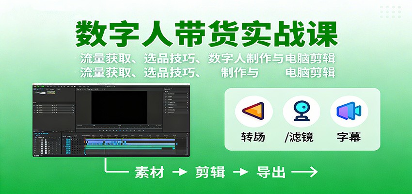 数字人变现实战课:流量获取、选品技巧、数字人制作与电脑剪辑-精品虚拟资源库