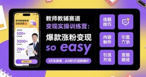 教师教辅赛道变现实操训练营，爆款涨粉变现so easy-精品虚拟资源库