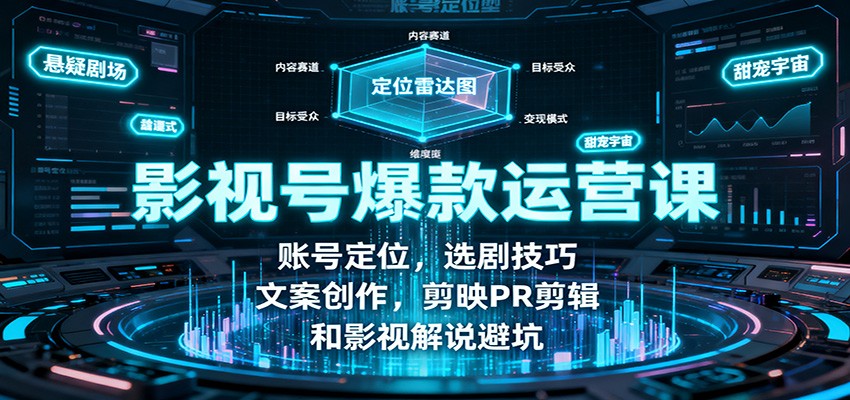 影视号爆款运营课：账号定位，选剧技巧，文案创作，剪映PR剪辑和影视解说避坑-精品虚拟资源库