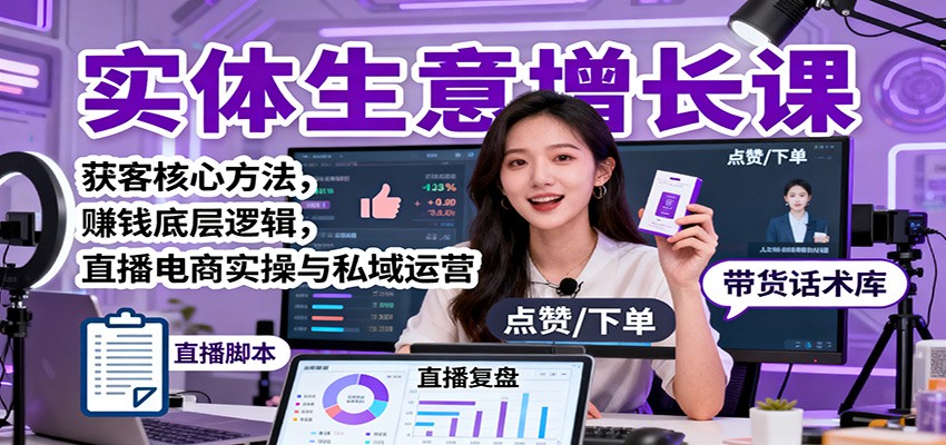 实体生意增长课:获客核心方法,赚钱底层逻辑,直播电商实操与私域运营-精品虚拟资源库