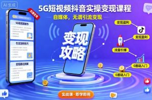 5G短视频抖音实操变现课程，自媒体，无谓引流变现-精品虚拟资源库