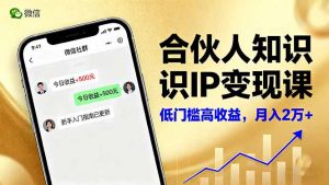 合伙人知识IP变现课,微信生态,内容创作与爆款打造,全网引流,新手月入2w+-精品虚拟资源库
