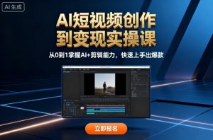 AI短视频创作到变现实操课,从0到1掌握AI+剪辑能力,快速上手出爆款(更新10月)-精品虚拟资源库