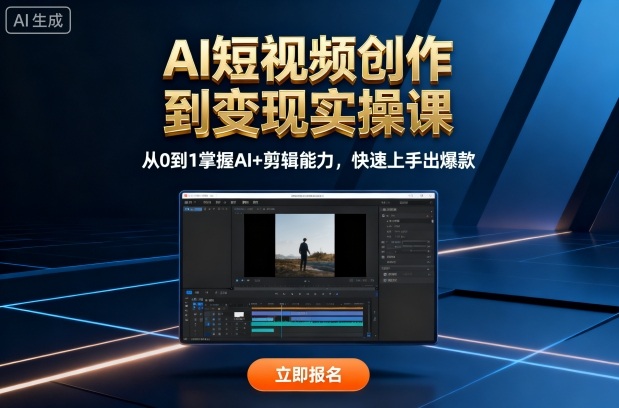 AI短视频创作到变现实操课，从0到1掌握AI+剪辑能力，快速上手出爆款(更新10月)-精品虚拟资源库